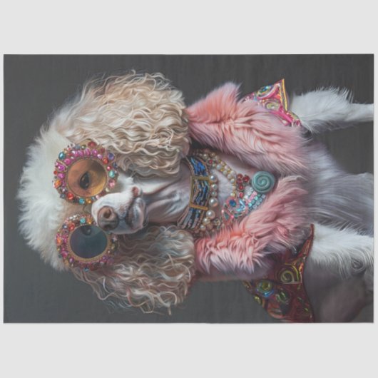 Decoupage Whimsisch gekleidete Poodle Bella Seidenpapier (Vorderseite)