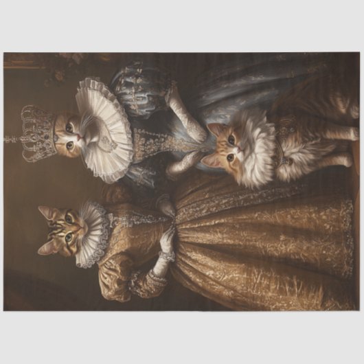 Decoupage Whimsistic Portrait Cat Family Seidenpapier (Vorderseite)