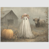 Decoupage Whimsy Ghost & Highland Cow Halloween Seidenpapier (Vorderseite)