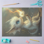 Decoupage White Furred Little Creature & Dandela Seidenpapier (Basteln)