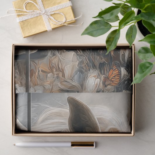 Decoupage White Horse Plank Wall Whispers Meadow Seidenpapier (Geschenk)