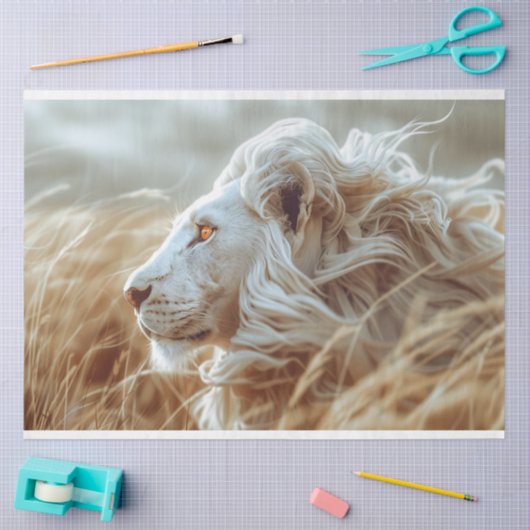 Decoupage White Majestic Lion Seidenpapier (Basteln)