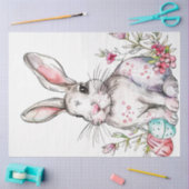 Decoupage White Oaster Rabbit Blume Seidenpapier (Basteln)