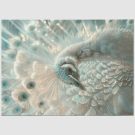 Decoupage White Peacock Frosted Elegance  Seidenpapier