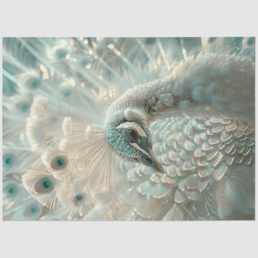 Decoupage White Peacock Frosted Elegance Seidenpapier (Vorderseite)