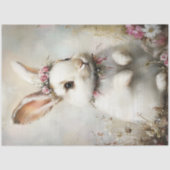 Decoupage White Rabbit Oaster Blumen Crown Seidenpapier (Vorderseite)