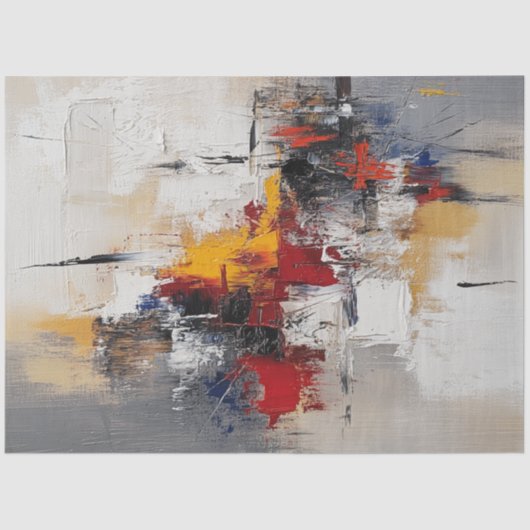 Decoupage White, Red, Black, Blue Gray Abstrakt Seidenpapier (Vorderseite)