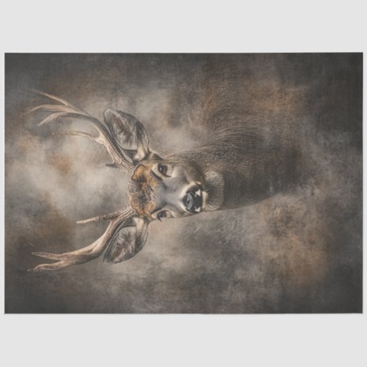 Decoupage Wildlife Deer Portrait Große Antler Seidenpapier (Vorderseite)