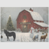 Decoupage Winter Barnyard Christmas At Debbie's Seidenpapier (Vorderseite)