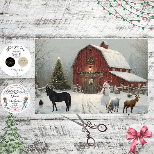 Decoupage Winter Barnyard Christmas At Debbie's Seidenpapier