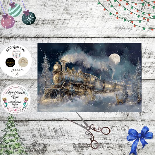 Decoupage Winter Dampfzug Motor Weihnachten Seidenpapier