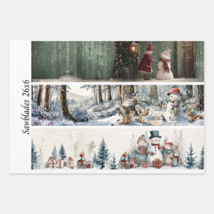 Decoupage Winter Sägeblatt Set 26x6  Geschenkpapier Set