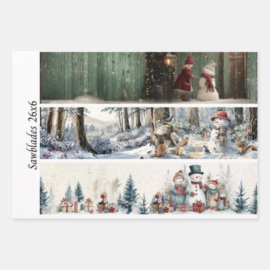 Decoupage Winter Sägeblatt Set 26x6 Geschenkpapier Set (Vorderseite)