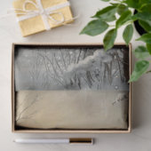 Decoupage-Winterszene Rote Scheune Kardinal Schnee Seidenpapier (Geschenk)