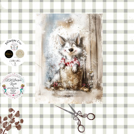 Decoupage-Wolf-Charakter-Geschichtenbuch im Wald Seidenpapier