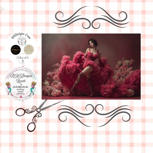 Decoupage Woman Dramatic Ruffles for Valentine Seidenpapier