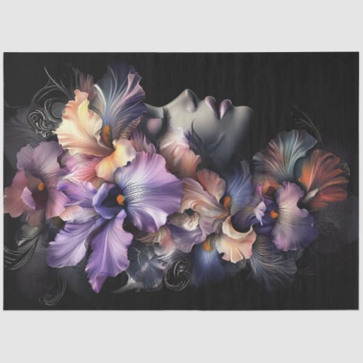 Decoupage Woman Floral Obsession Delicate Petals Seidenpapier (Vorderseite)