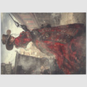 Decoupage Woman Gunslinger Red Verziert Dress Seidenpapier (Vorderseite)