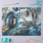 Decoupage Woman Intricate Headpiece Tees Gold Seidenpapier (Basteln)