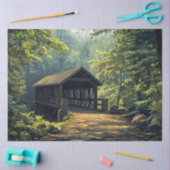 Decoupage Wooden Covered Bridge Seidenpapier (Basteln)
