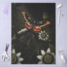 Decoupage Woodland Moth Illustration Seidenpapier