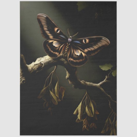 Decoupage Woodland Moth Illustration Seidenpapier (Vorderseite)