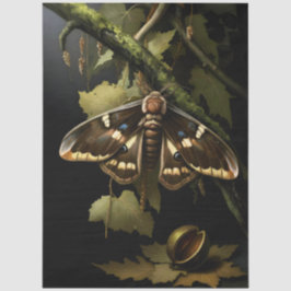 Decoupage Woodland Moth Illustration Seidenpapier