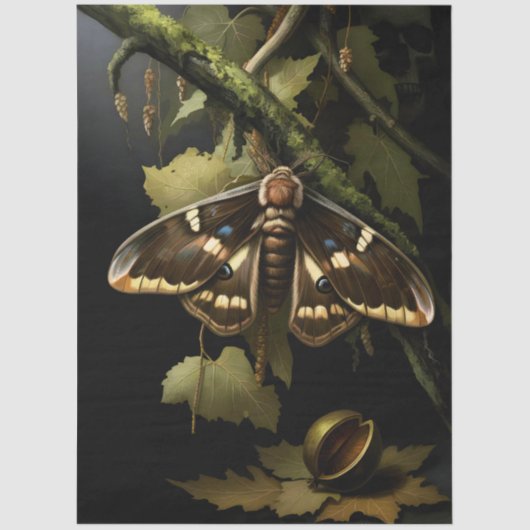 Decoupage Woodland Moth Illustration Seidenpapier (Vorderseite)