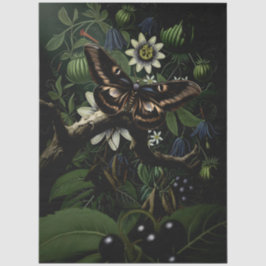 Decoupage Woodland Moth Illustration Seidenpapier