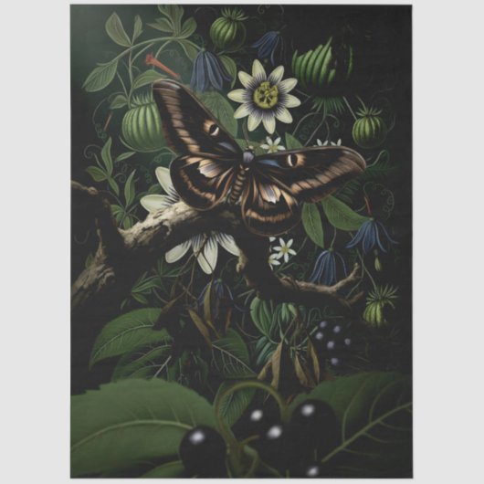 Decoupage Woodland Moth Illustration Seidenpapier (Vorderseite)