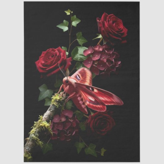 Decoupage Woodland Moth Illustration Seidenpapier (Vorderseite)