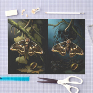 Decoupage Woodland Moth Illustration Seidenpapier