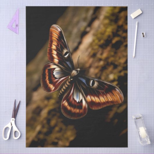 Decoupage Woodland Moth Illustration Seidenpapier (Basteln)