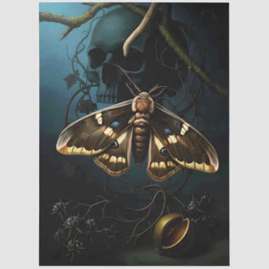 Decoupage Woodland Moth Illustration Seidenpapier (Vorderseite)