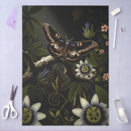 Decoupage Woodland Moth Illustration Seidenpapier