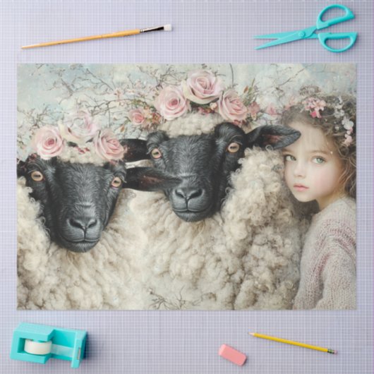 Decoupage Wool & Whispers Sheep & Marigold Seidenpapier (Basteln)