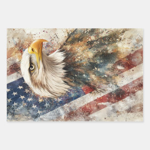 Decoupage Wrapping Paper American Flag Eagle Geschenkpapier Set