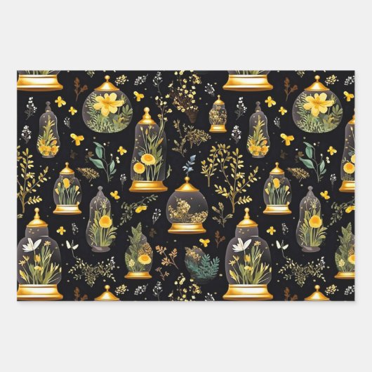 Decoupage Wrapping Paper Terrariums Set 3 Geschenkpapier Set (Vorderseite)