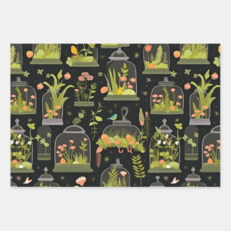Decoupage Wrapping Paper Terrariums Set 3 Geschenkpapier Set