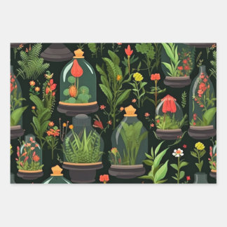 Decoupage Wrapping Paper Terrariums Set 3 Geschenkpapier Set