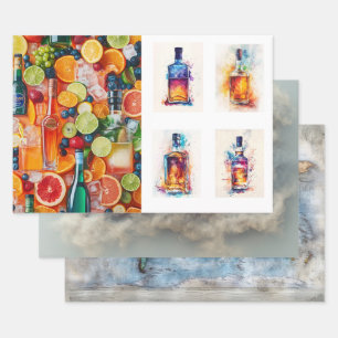 Decoupage Wrapping Paper USA, Map & Bar Geschenkpapier Set