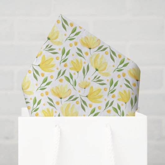 Decoupage Yellow Floral Watercolor Geburtstag Seidenpapier (Geschenktüte)