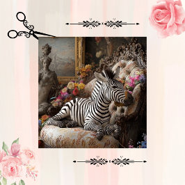Decoupage Zebra Bloom Roses Couch Vintage Portrait Seidenpapier