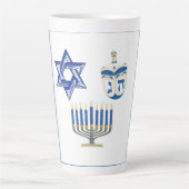 Ded Blue & White Hanukkah Tall Milchtasse (Vorderseite)