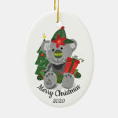 Ded Christmas Custom Teddy Bear Niedlich Toy Anima Keramik Ornament (Hinten)