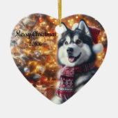 Ded Christmas Husky Dog Pet Keramik Ornament (Vorne)