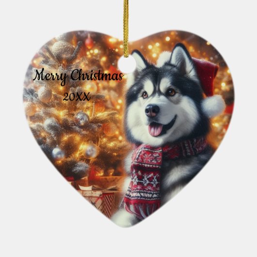 Ded Christmas Husky Dog Pet Keramik Ornament (Hinten)