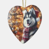 Ded Christmas Husky Dog Pet Keramik Ornament (Links)