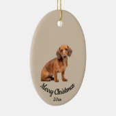 Ded Custom Foto Christmas Daschund Dog Pet Keramik Ornament (Rechts)