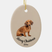Ded Custom Foto Christmas Daschund Dog Pet Keramik Ornament (Hinten)